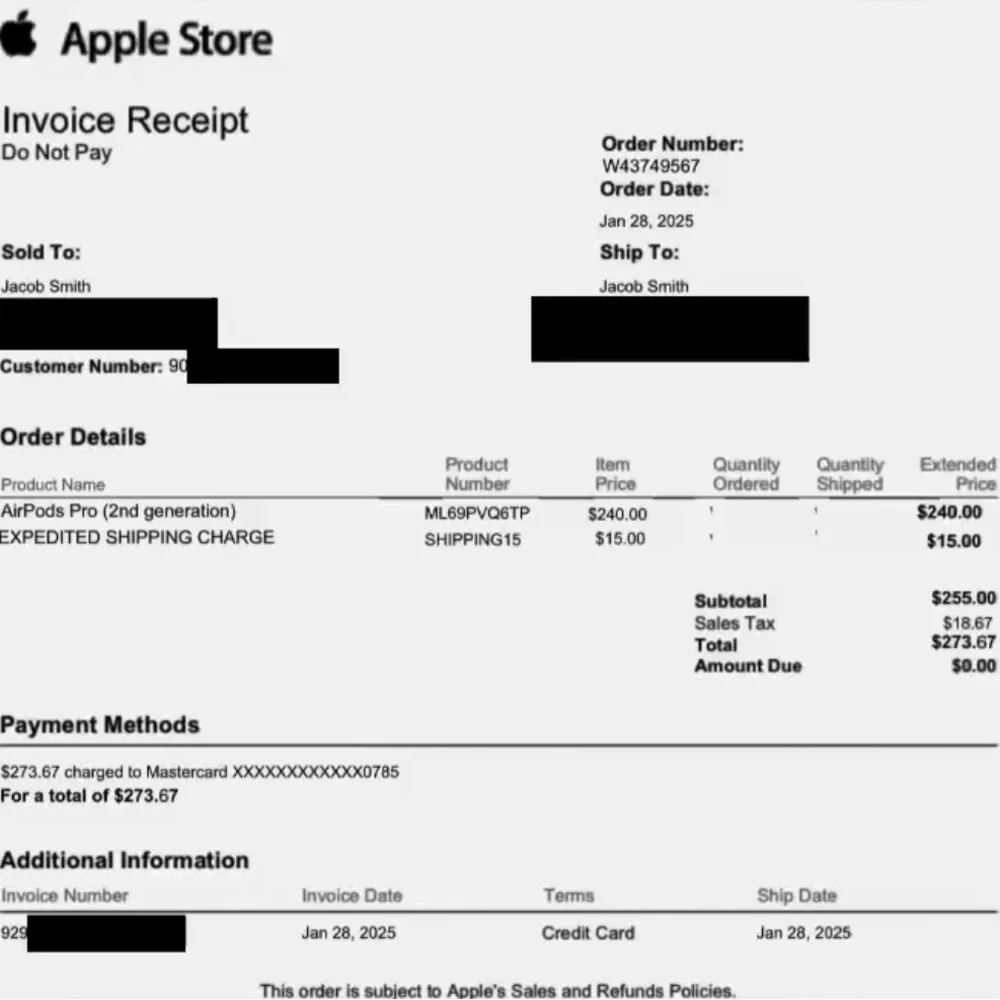 With receipt AirPods 2nd generation